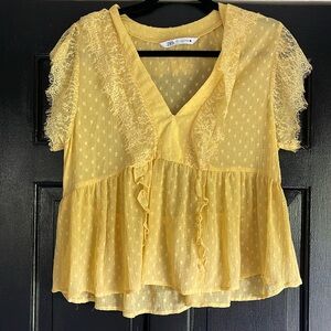 Lacey slightly cropped sheer top